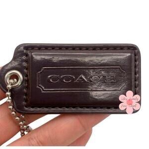 2" COACH Brown Patent Leather Fob Bag Charm Hang tag Hangtag